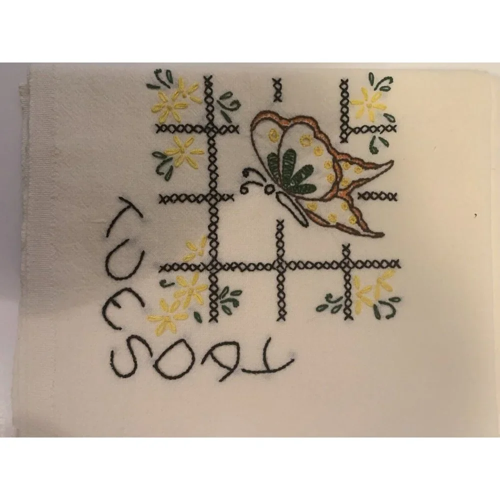 Hand Embroidery Beige Kitchen - Bathroom Days Of The Week  (7) 35” X 31” Clothes